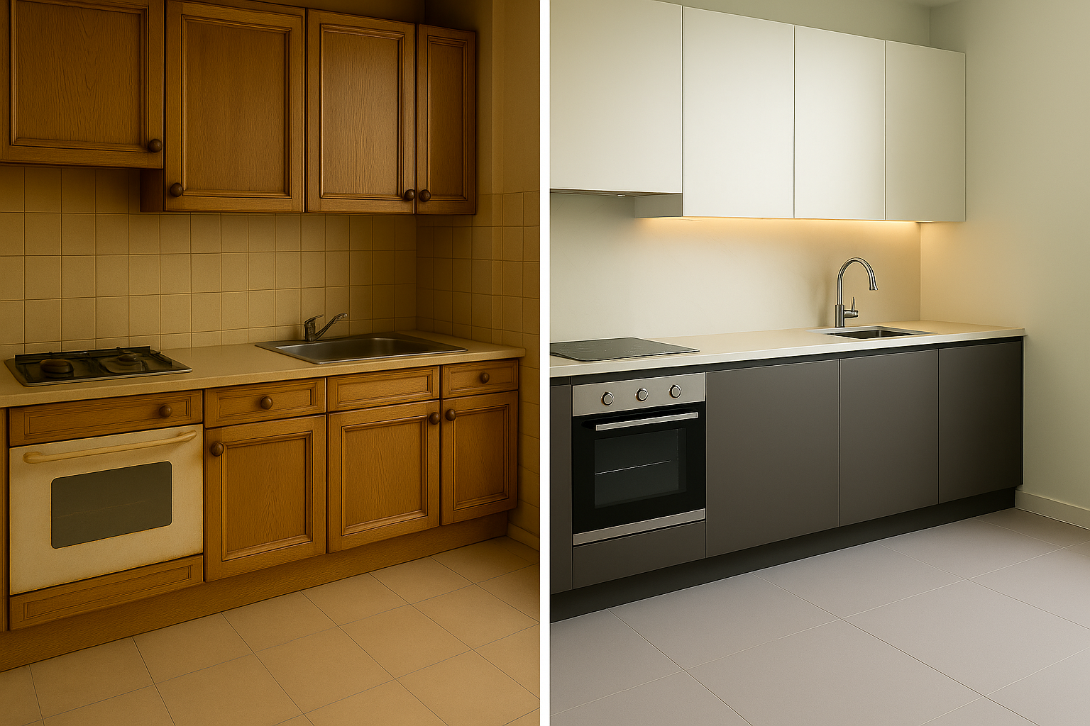 Cocina antigua vs cocina moderna Refront